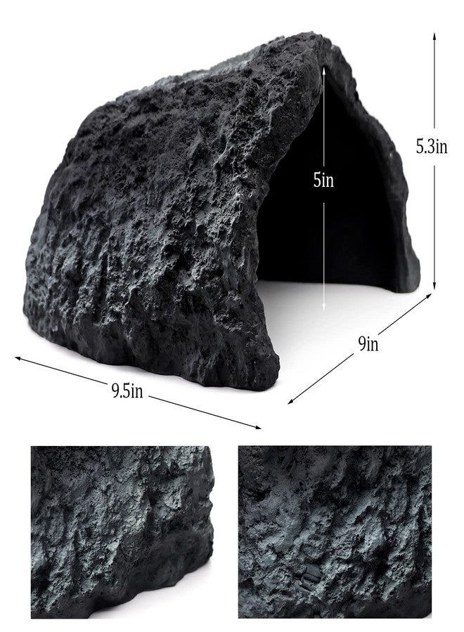 NOMAL Reptile Rock Hide Cave Large Reptile Habitat Turtle Hideouts Cave for Lizards Bearded Dragon Leopard Gecko Snake Amphibians Fish, black (ns-01) - Image 3